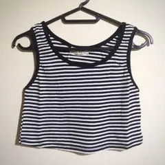 ボーダー ショート丈タンクトップ
