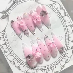 ネイルチップ マグネットネイル ワンホン 韓国 ギャルちゅるん 量産系 地雷系