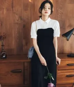 ◇美品◇ナチュラルビューティーベーシック◇ビスチェ風　ドッキングワンピース