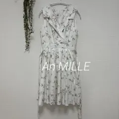 An MILLE フラワー柄ノースリーブワンピース 襟 白 フェミニン デート服
