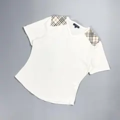 美品 バーバリー ノバチェックVネックTシャツ ホワイト サイズM*FD1181のサムネイル