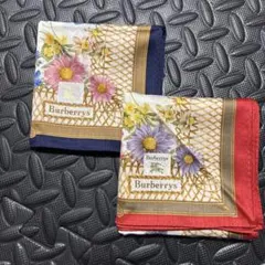 Burberrys 花柄 シルクハンカチ 2枚セット
