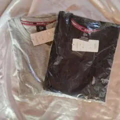 新品未使用 ダンロップリファインド 七分袖 Tシャツ L グレー 黒 2枚セット