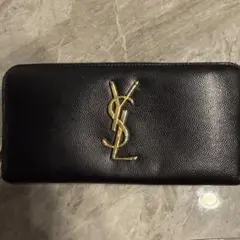 YVES Saint Laurent イヴ・サンローラン　ブラックレザー長財布