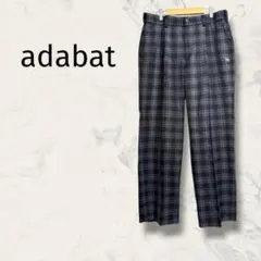 adabat アダバッド スラックス ゴルフ ウール混 チェック柄 ロゴ刺繍