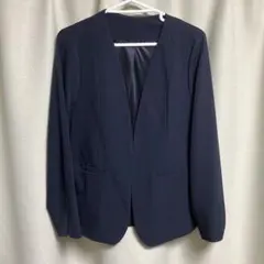 ノーカラージャケット ネイビー