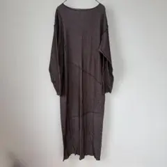 Rafnaf ストライプ柄 リブメロウロングワンピース