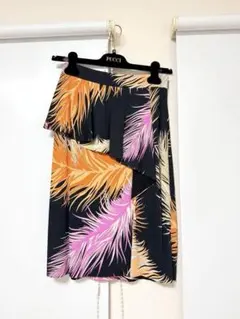 EMILIO PUCCI シルク混 マキシ丈スカート 36 ウエストゴム プッチ