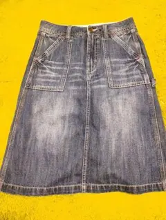 美品◆ひざ丈デニムスカート　W67　丈夫　ブルーデニム