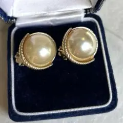 【ヴィンテージ】イタリアンコスチュームジュエリー 大粒パールイヤリング