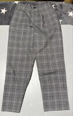 グレー系チェック カジュアルパンツ ゴムウエスト