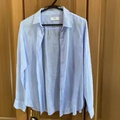UNIQLO リネンシャツ 長袖 ライトブルー Mサイズのサムネイル