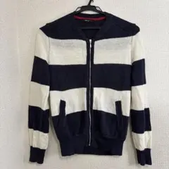 コムサイズム　ストライプデザイン長袖カーディガン