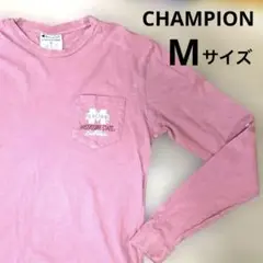 champion チャンピオン　ピンクアッシュ　ロンT 長袖　リブ　M