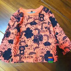 ブリーズ パーティパーティ 80cm 長袖 カットソー オレンジ 朱BREEZE