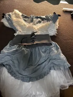 青色ファー付きコスプレ衣装セット