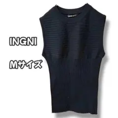 N0650　ノースリーブリブニット　トップス　ブラック　M