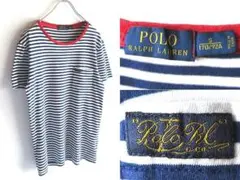 ラルフローレン ロゴワッペン トリム ボーダーカットソー ポケットTシャツ S