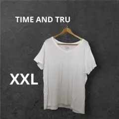 大きいサイズTIME AND TRUE VネックTシャツ 【XXL 】ホワイト