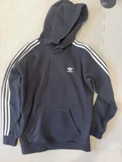 【美品】adidas originals ブラックパーカー 3本ライン