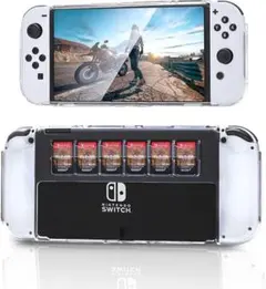 Switch OLEDケース ゲームストレージ付き クリア保護ケース 6ゲーム用