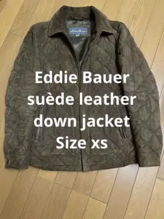 Eddie Bauerキルティングダウンジャケット スエードレザー 古着