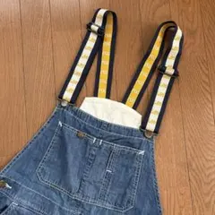 Lee デニムサロペット ストレート ロゴ入りゴムサスペンダー M