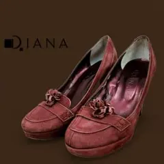 DIANA ダイアナ フラワー ワイン レッド ヒール 24cm 美脚 パンプス