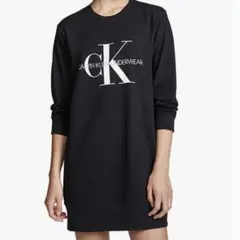 Calvin Klein カルバンクライン ロゴ 長袖ロングTシャツ 黒 S