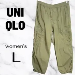 美品✨【UNIQLO】イージーカーゴパンツ 総ゴム　紐　ドローコード　薄手　Lのサムネイル