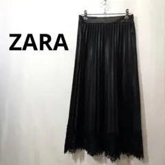 ZARA ブラック プリーツスカート XS 合皮風　ナイロン