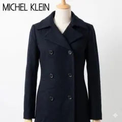 ミッシェルクラン ウール90% ダブルジャケット ロング M ブラック ウール