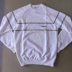 adidas ホワイト ストライプ トレーナー デサント製　ヴィンテージ