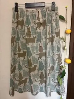 猫柄フレアロングスカート
