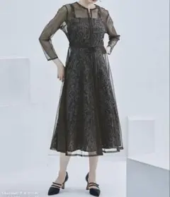 パーティードレス チャコール 長袖