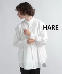 HARE TRスタンドカラーオーバーシャツ　バンドカラーシャツ