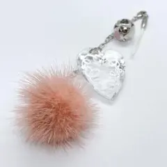 MIKIMOTO ストラップ チャーム ピンクミンクファー パール ハートのサムネイル