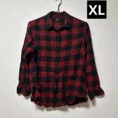 セール　UNIQLO チェック柄シャツ XL 赤・黒