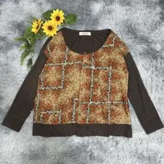 SUPER HAKKA カーディガン　花柄　前ボタン　後リボン　ゆったり