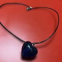 青色ラメハート型ネックレス