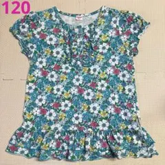 半袖Tシャツ カラフル花 120 フリル 緑 水色 トロピカル美品OshKoshのサムネイル