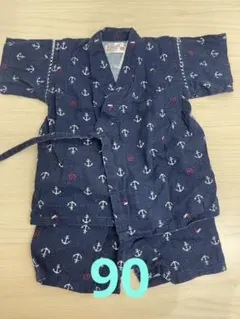 くろわっさんすべべ 90 甚平 男の子 上下セット ネイビー