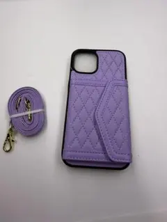 未使用iPhone14ケース ショルダー・カード入れ付きパープル⑧