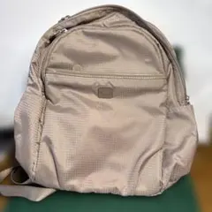 極美品✨カナナプロジェクト 花柄裏地が大人可愛い❤軽量格子柄リュック グレージュのサムネイル