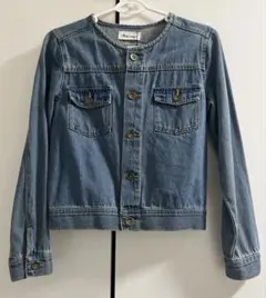 ノーカラーデニムジャケット