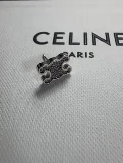 CELINE トリオンフ ラインストーン ピアス シルバー 片耳 箱付き