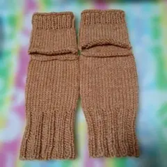 オレンジ ニット レッグウォーマー 　アンクルウォーマー（１１☓３０長め）