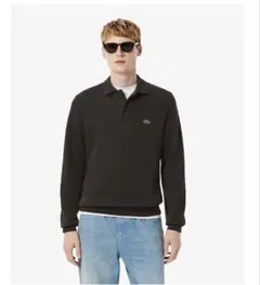 LACOSTE/ラコステ ネイビー コットンニットロングスリーブポロシャツ 長袖