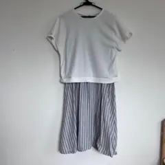 【アカチャンホンポ】授乳服ワンピース 半袖 ストライプ　Mサイズ