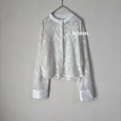 NOAHL ノアル クロシェ編み クロップドシャツ レース 長袖 白 ホワイト